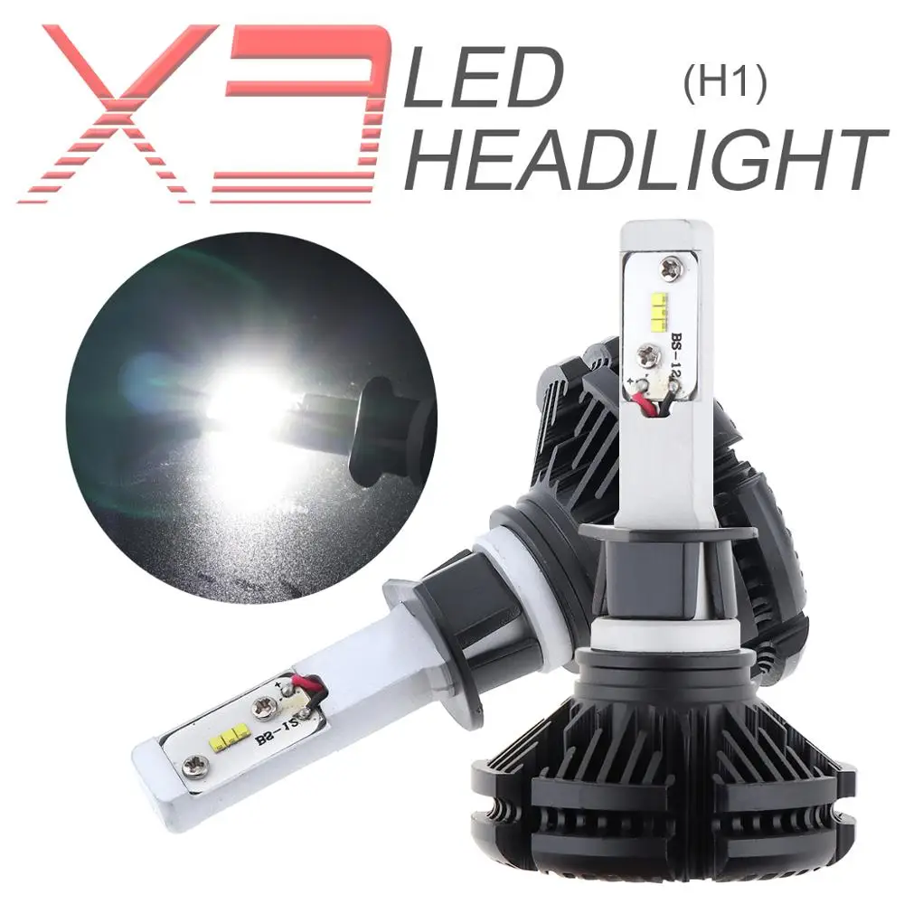 

2pcs H1 X3 50W 6000LM 6500K LED Mini Auto Car Headlight Kit Automobile Fog Lamp Hi or Lo Light Bulbs for Cars Vehicles