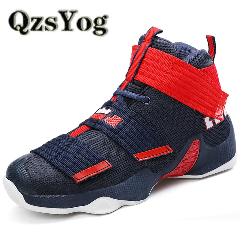 QzsYog Big Size 36 45 Men Basketball Shoes High Top Cushion Sneakers