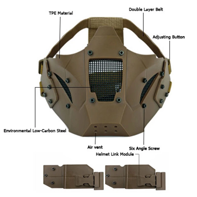 Тактический Страйкбол Половина уход за кожей лица Пейнтбол Маска Военная Униформа армии металла сталь сетки Adjustabl защитный CS игры маска