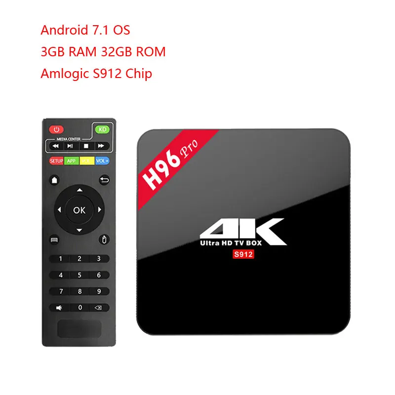 H96 Pro ТВ коробка inteligente 3 GB/32 GB Amlogic S912 Octa Core android 7,1 ТВ коробка 2,4 г/Wi-Fi 5 ГГц BT4.1 4 K Декодер каналов кабельного телевидения - Цвет: 3GB 32GB TV BOX