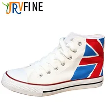 YJRVFINE Breathable Men Canvas Shoe Mens British Flag Hand-painted Casual Shoes Flats Male Walking Shoes Boys Unisex Adult S063M