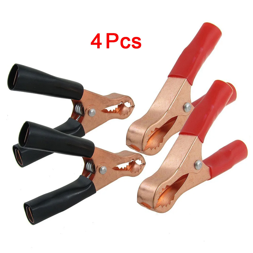 

EWS 2 Pair Copper Plated Insulated Car Battery Clips Alligator Clamps 50A Red Black