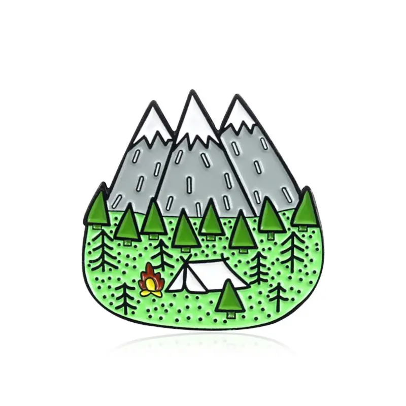 

Jungle Brooch Green Mountain Hills Decoration Badge Pins Clothing Jacket Jeans Denim Women Student Gifts Tree Creative Cute Enam