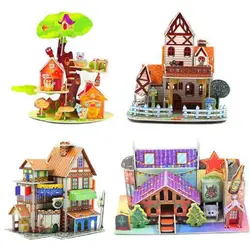 Мультфильм 3D Бумага дом учебный корпус модели игрушки для детей шале Бумага Juguetes для дня рождения Brinquedos подарок