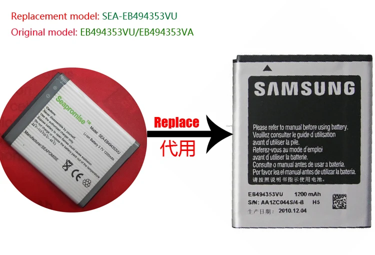 Аккумулятор EB494353VU для SAMSUNG Galaxy Mini S5750 S5330 C6712 S5570 S5578 i559 S5250 S7230E S5310 в розницу