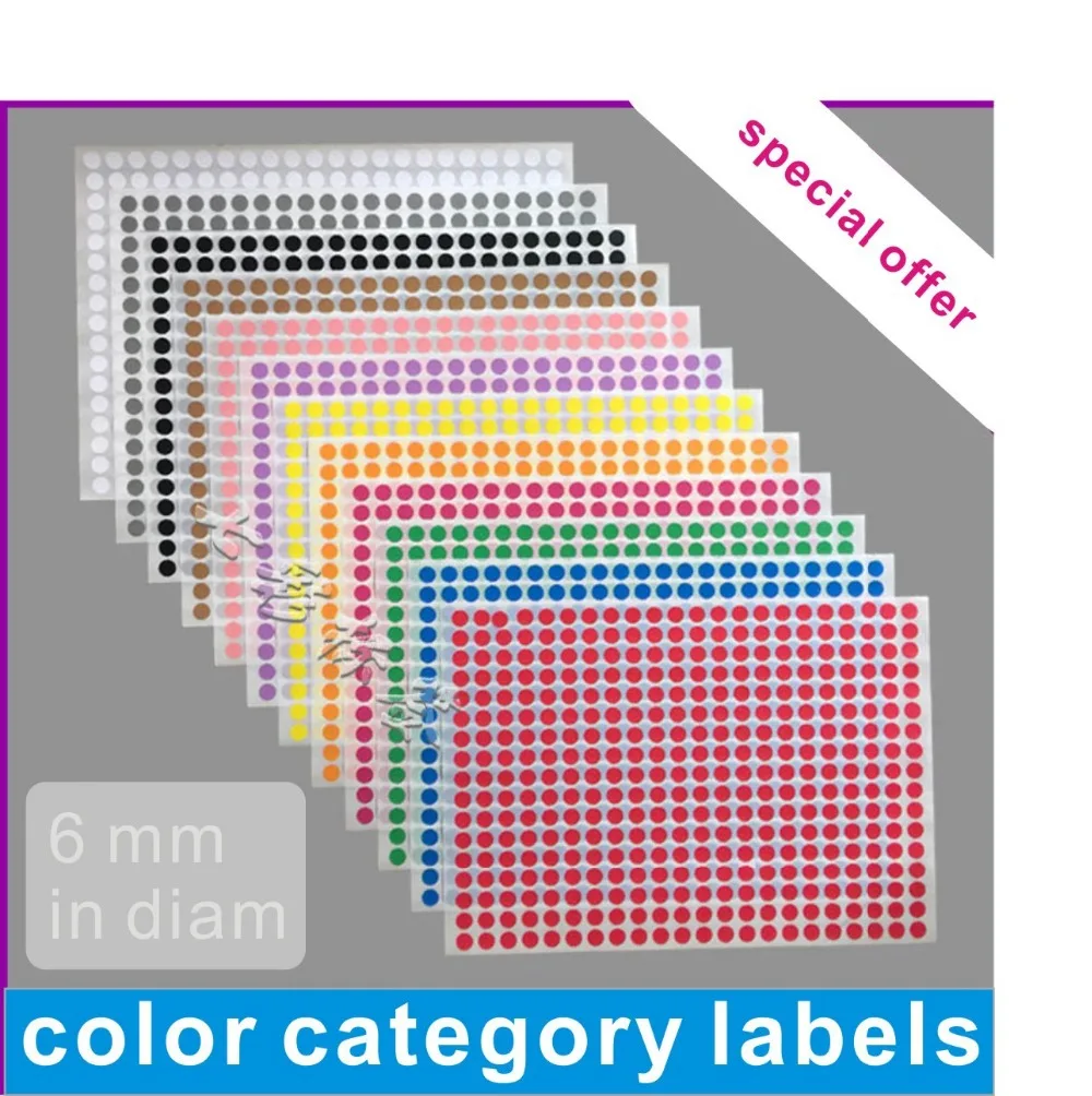 

Free shipping lovely stickers color dot label paper more than6 mm diameter circular color paper label