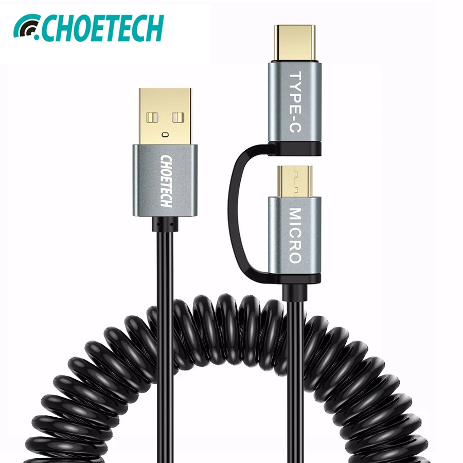 

CHOETECH 2-in-1 USB Type C+Micro USB Cable,1.2m Charge&Sync Cable for LG G5,HTC 10 and Other Type C&Micro USB Supported Devices