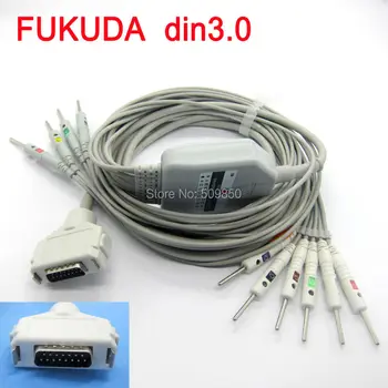 

Fukuda Denshi FX-2111 FX-3010 FX-4010 FCP-2155 EKG cable 10 lead ecg cable din 3.0 on terminal