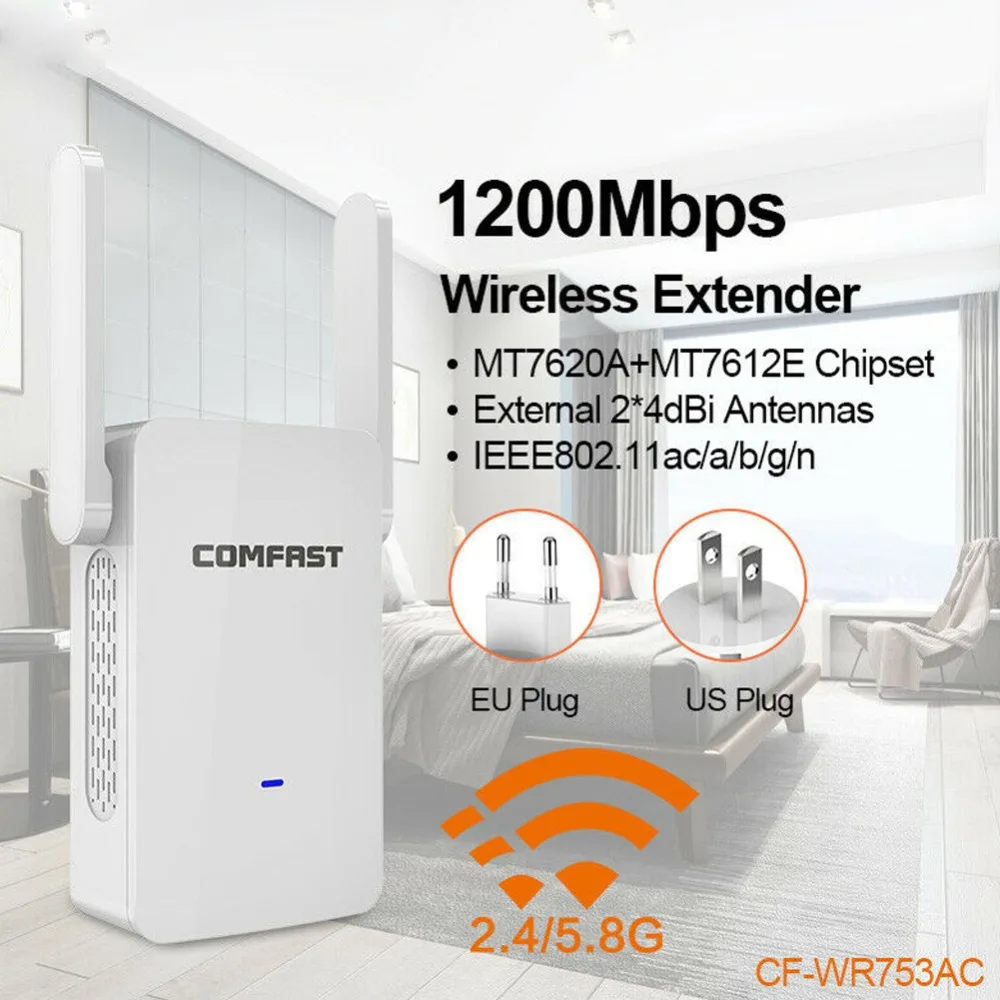 

New 1200Mbps High-quality Wireless Extender Wifi Repeater/Router Dual Band 2.4&5.8Ghz Wifi Antenna Long Range Signal Amplifier