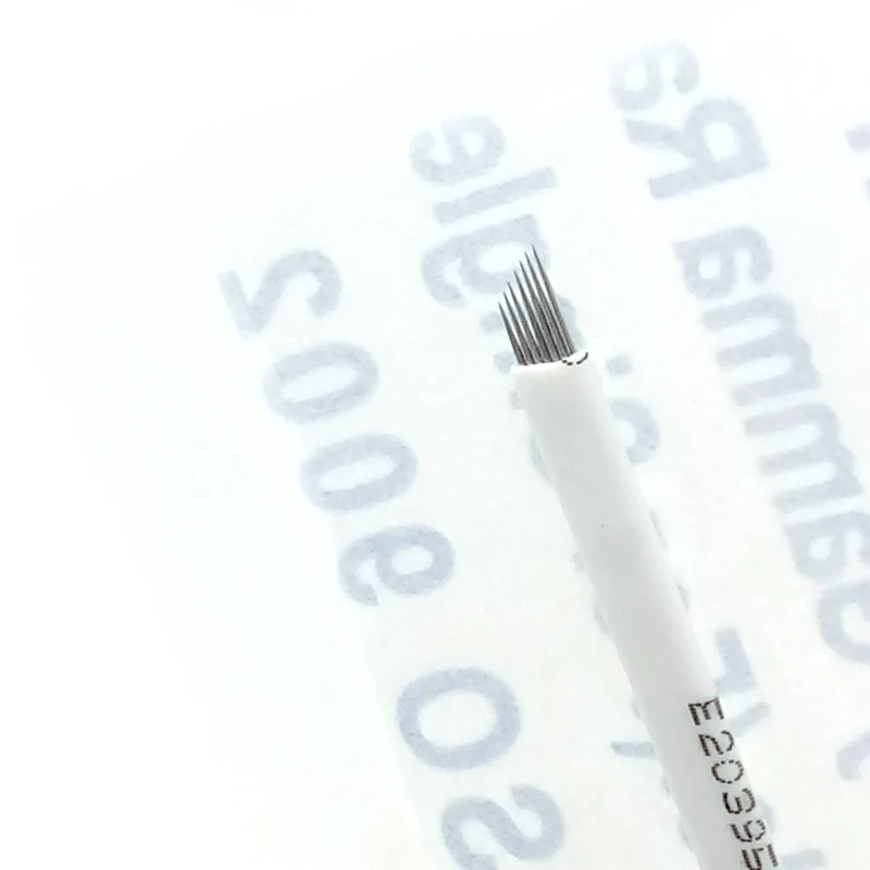 Dia 0,25 мм белый 7 контактов плоские Лезвия Перманентный Макияж для бровей игольное лезвие для татуировки 7 контактов ручка для микроблейдинга микро лезвия