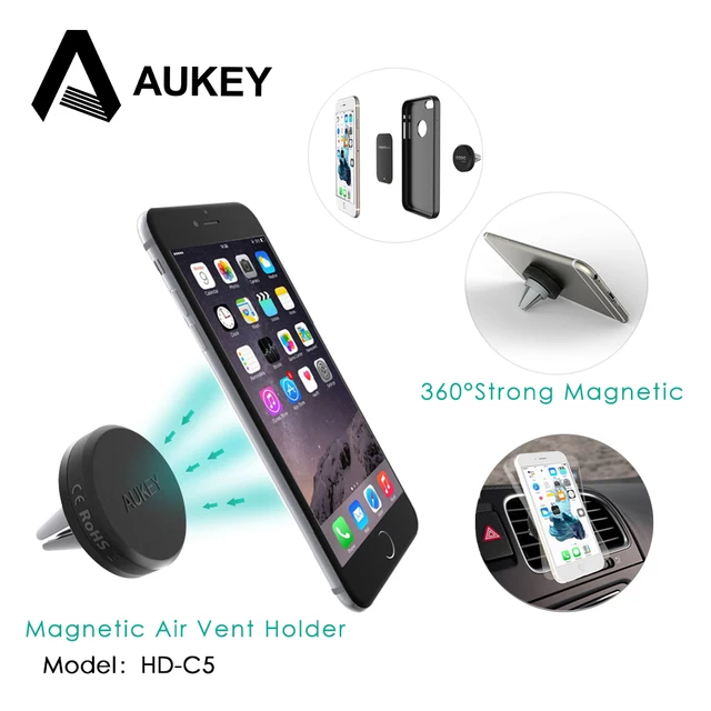 AUKEY Автомобильный Держатель Телефона для Iphone 7 6 Sumsung Магнитного Воздуха Vent Автомобильный Держатель 360 Градусов Soporte Movil Мобильный Телефон Автомобиля стенд