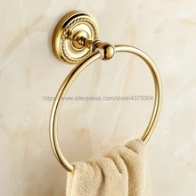 Роскошные золотые латунные настенные полотенца кольцо для ванной полотенца Держатель Аксессуары для ванной комнаты оборудование для ванной Nba605