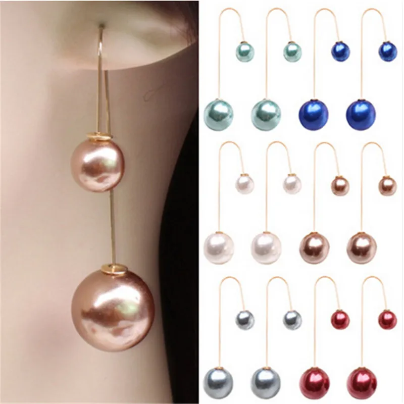 

European Style U Silver Color Simulated Pearl Drop Dangle Long Chain Threader Earrings for Women Fashion Jewelry