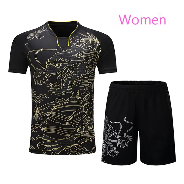 women black suit Футболка для настольного тенниса для мужчин/женщин, футболки для бадминтона, Спортивная футболка для пинг-понга, футболка для настольного тенниса - Цвет: women black suit