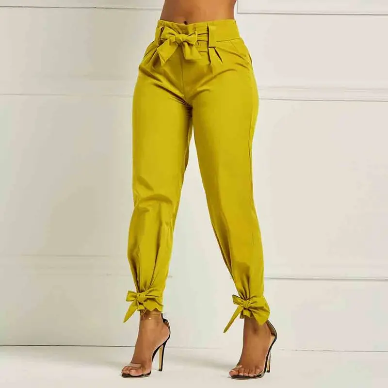 Летние Элегантные повседневные зеленые женские брюки большого размера свободные с высокой талией на шнуровке простые Африканские модные женские брюки-шаровары Boho