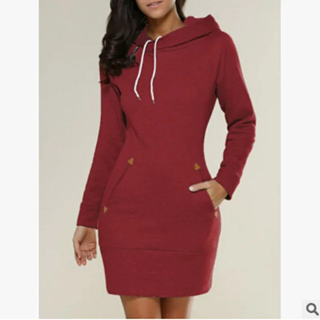 red sweatshirt dress