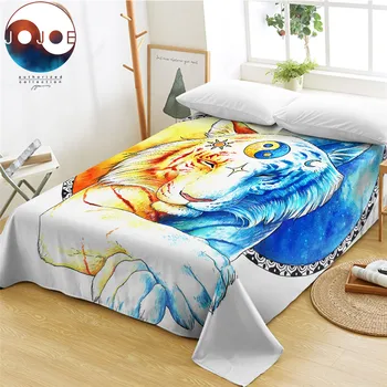 

Inner Balance by JoJoesArt Bed Sheets Tiger Print Flat Sheet Tai Chi Sun and Moon Bedspreads Animal Blue Bed Linen One Piece
