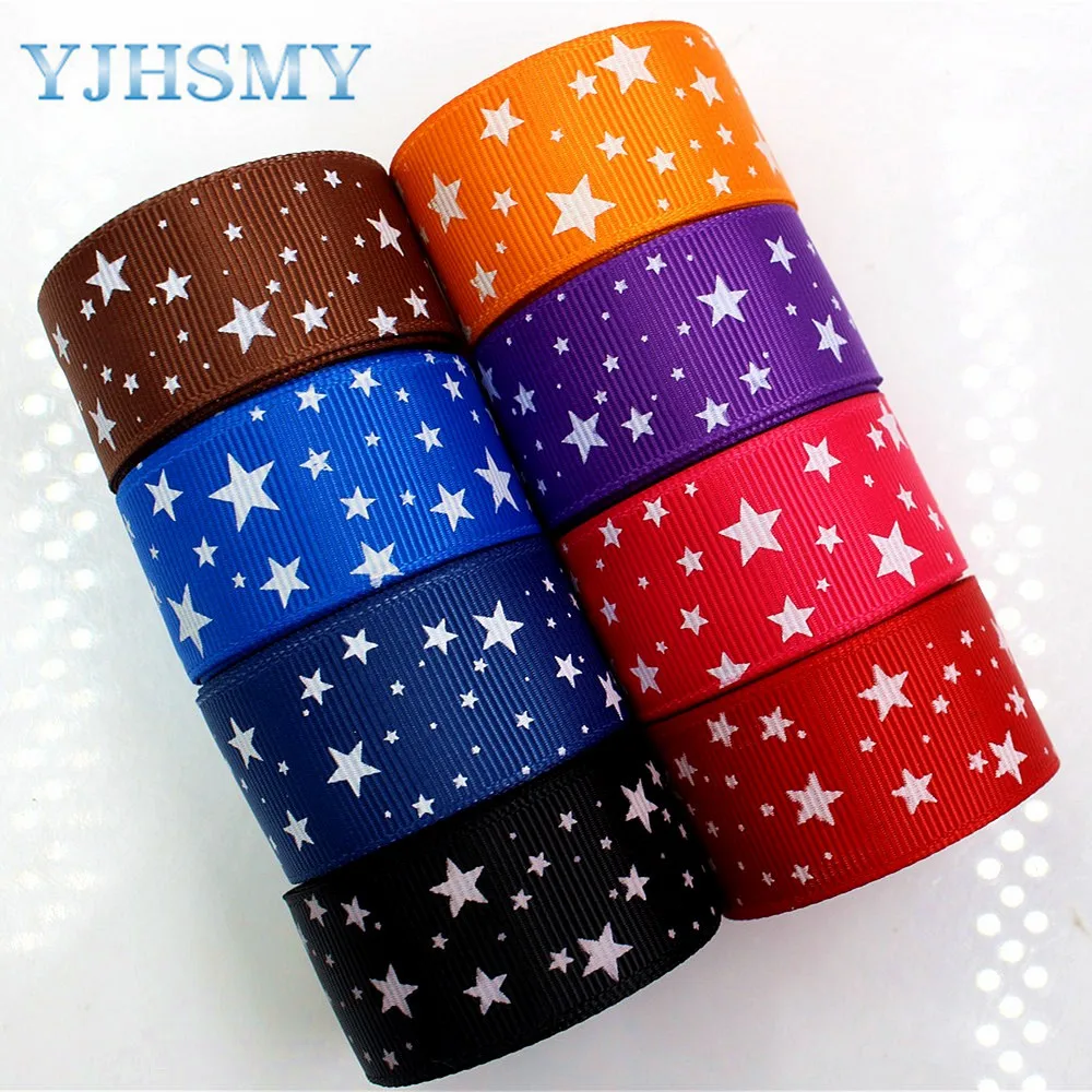 YJHSMY F-17630-237 25 мм 10 ярдов пентаграмма печатные ленты grosgrain DIY аксессуары для волос