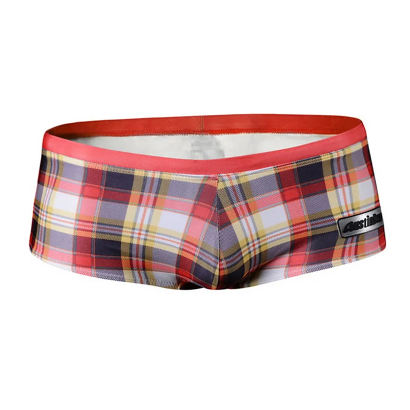 2 шт./лот Ben мужской бренд AUSTiNBEM хлопок Calzoncillos Cueca Masculina мужские трусы сексуальные боксеры короткие купальники пляжный купальник - Цвет: Red Boxer