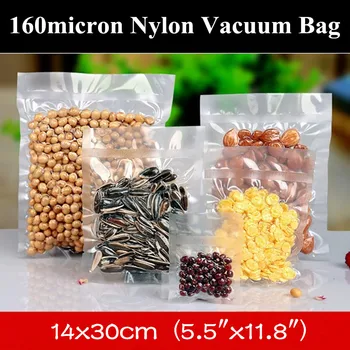 

50pcs 14x30cm (5.5"x11.8") 3 Sides Sealing Nylon Plastic Storage Bag Heat Sealed Vacuum Plastic Pouch Open Top Food Vacuum Bag