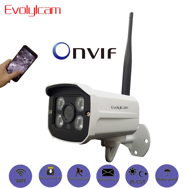 

Evolylcam HD 1MP/720P 960P/1.3MP 1080P/2MP Wireless Micro SD/TF Card Slot IP Camera WiFi Onvif P2P CCTV Security IR Metal Bullet