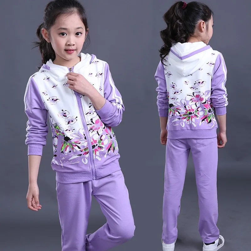 

Fashion Kid Autumn Winter Clothing Set Spring Kids Clothes Korean Style Hooded Jacket and Pants Girls Sports Suit