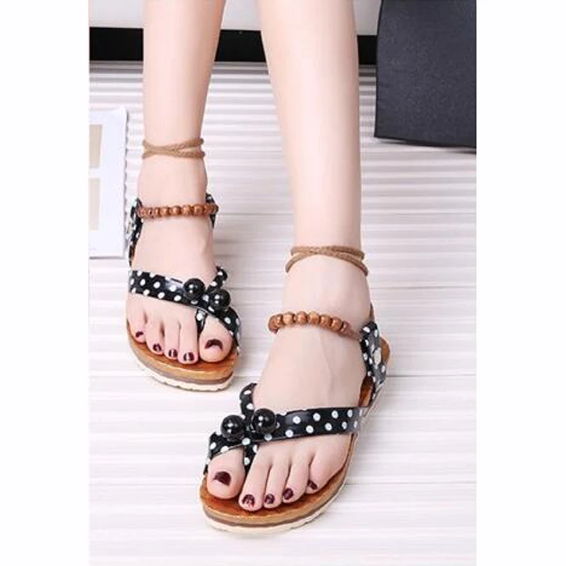 

2017 New Women Shoes Ladies Sandals Fashion Beaded Foot Ring Strap Shoes on Beach