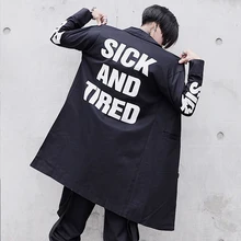 Весенний Тренч, мужское уличное Черное длинное пальто, хип-хоп ветровка, Мужское пальто