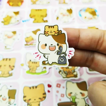 

20/40pcs Cartoon Funny Cute Kitten Diary Sticker Scrapbook Decoration PVC Stationery Sticker Random Not Repeat