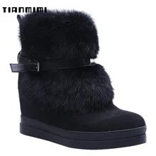 

TIANMIMI Winter Black Snow Boots Women Shoes Hidden Wedges Heels Ladies Ankle Booties Platform Fur Casual Shoes Mujer Botas