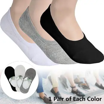 

3 Pairs Men Socks Comfortable loafer Boat Liner Low Cut Hidden Socks Black + White + Grey Invisible Shallow mouth Men socks