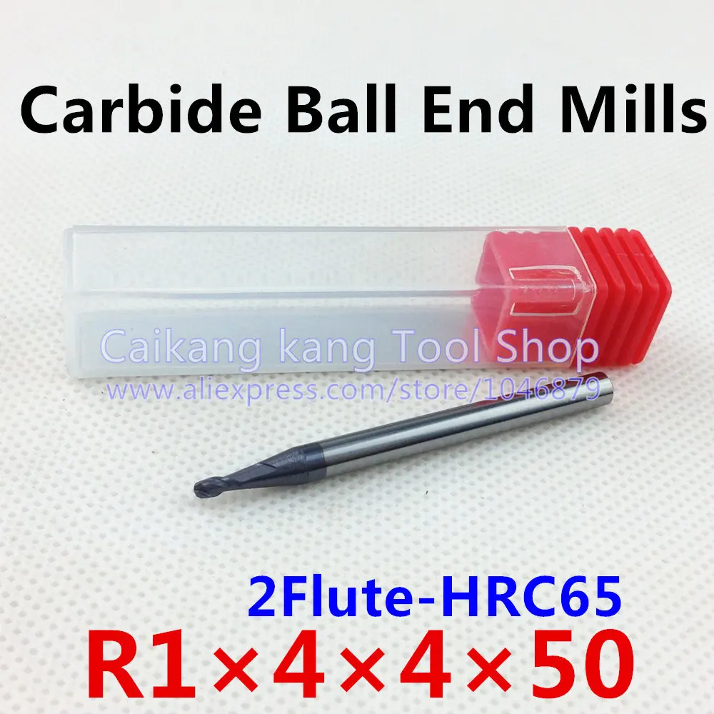 

New 2 Flute Head: 2mm Tungsten steel cutter Carbide Ball End Mills CNC milling Highest cutting hardness: 65HRC R1*4*4*50mm