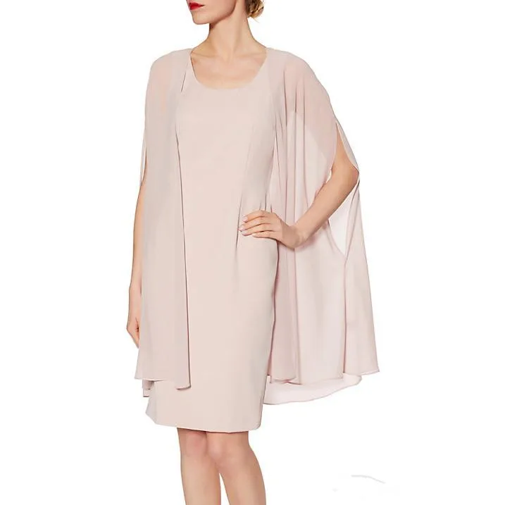 

Knee Length Chiffon Mother Of The Bride Dresses 2019 vestido de madrinha Elegant Formal Evening Summer Groom Gowns With jacket