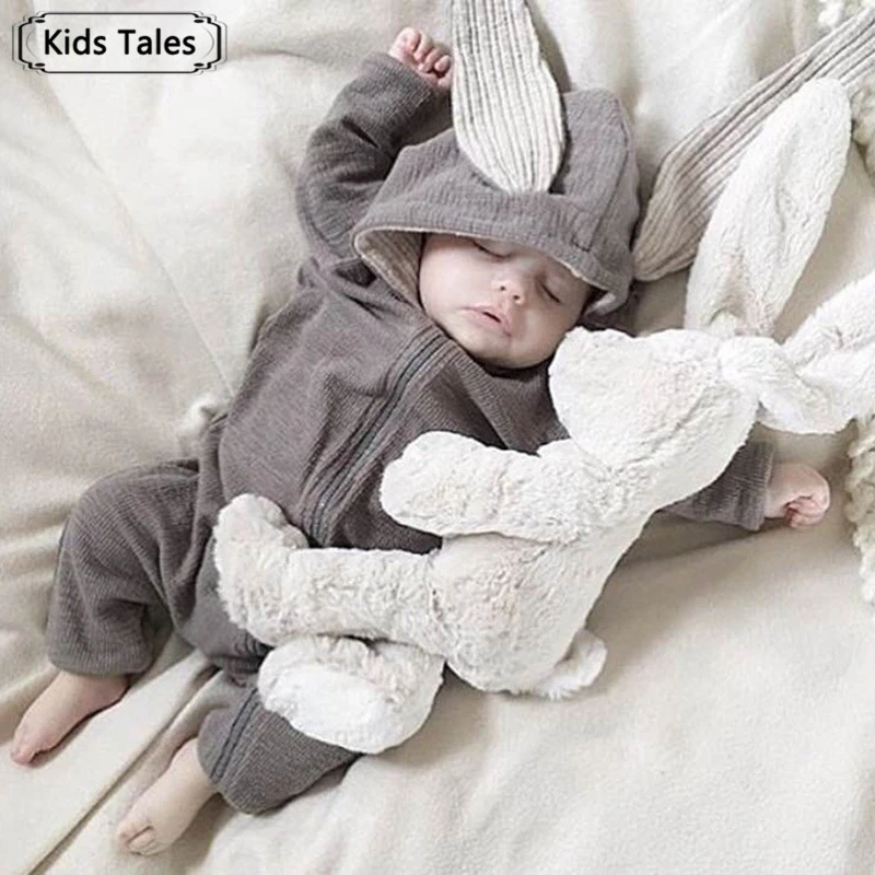 Toddler Baby Kid Bunny Ear Zip Up Romper Pajamas Newborn Jumpsuit Clothes Outfit