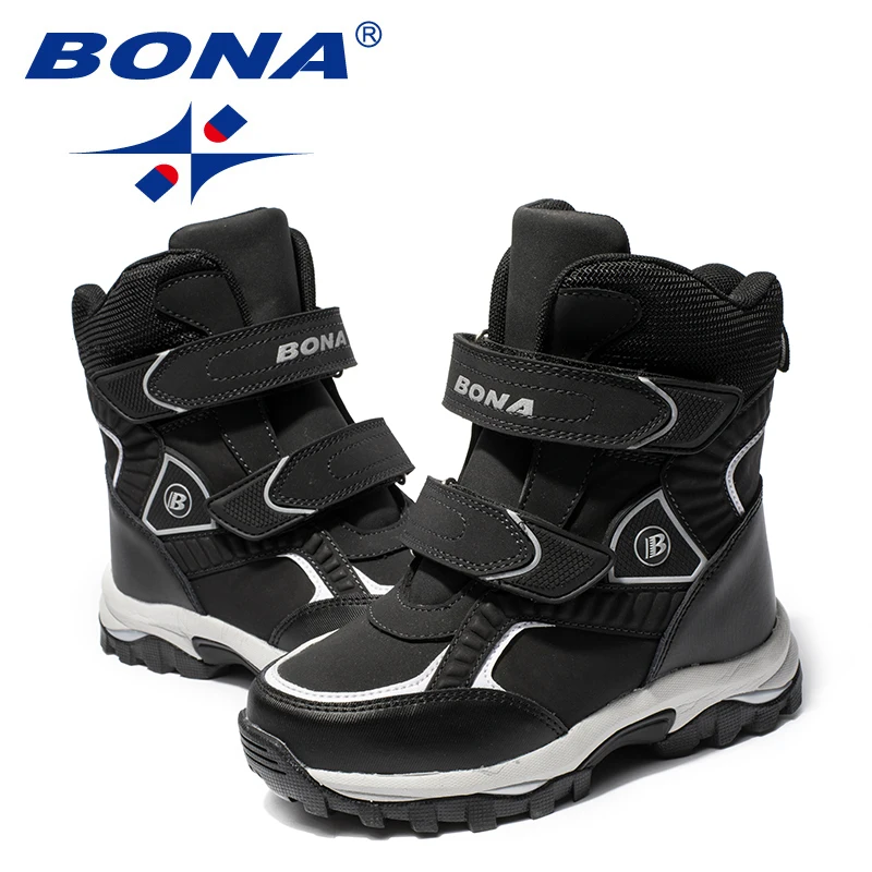 Children Boots BONA New Classics Style Hook & Loop Boys Snow Leather Ankle Outdoor Fashion Sneakers