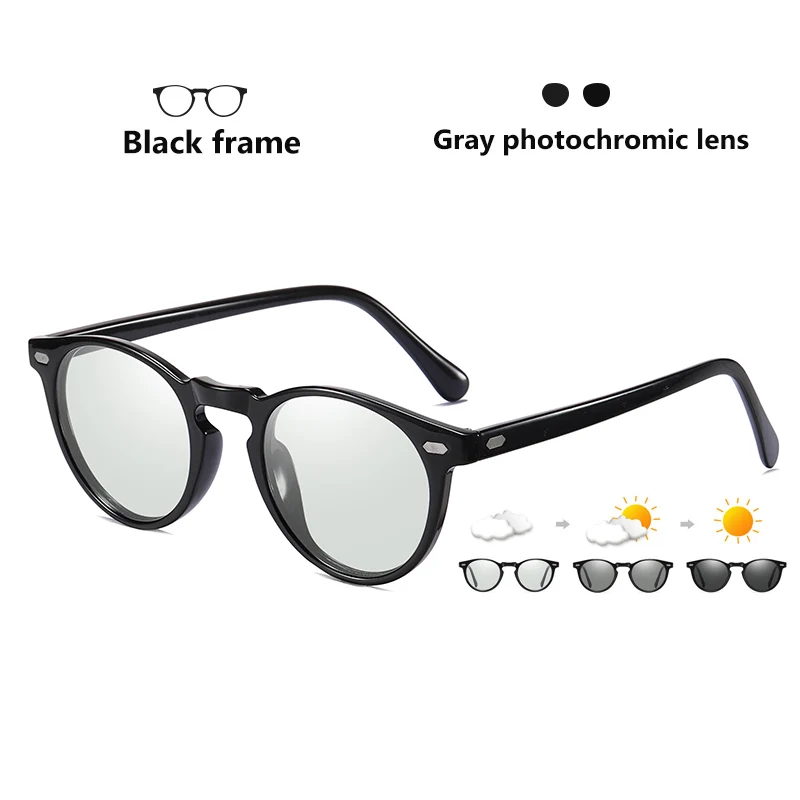 Бренд унисекс TR90 оправа фотохромные солнцезащитные очки для женщин и мужчин поляризационные очки Хамелеон День Ночь антибликовые gafas oculos de sol - Цвет линз: Black-gray