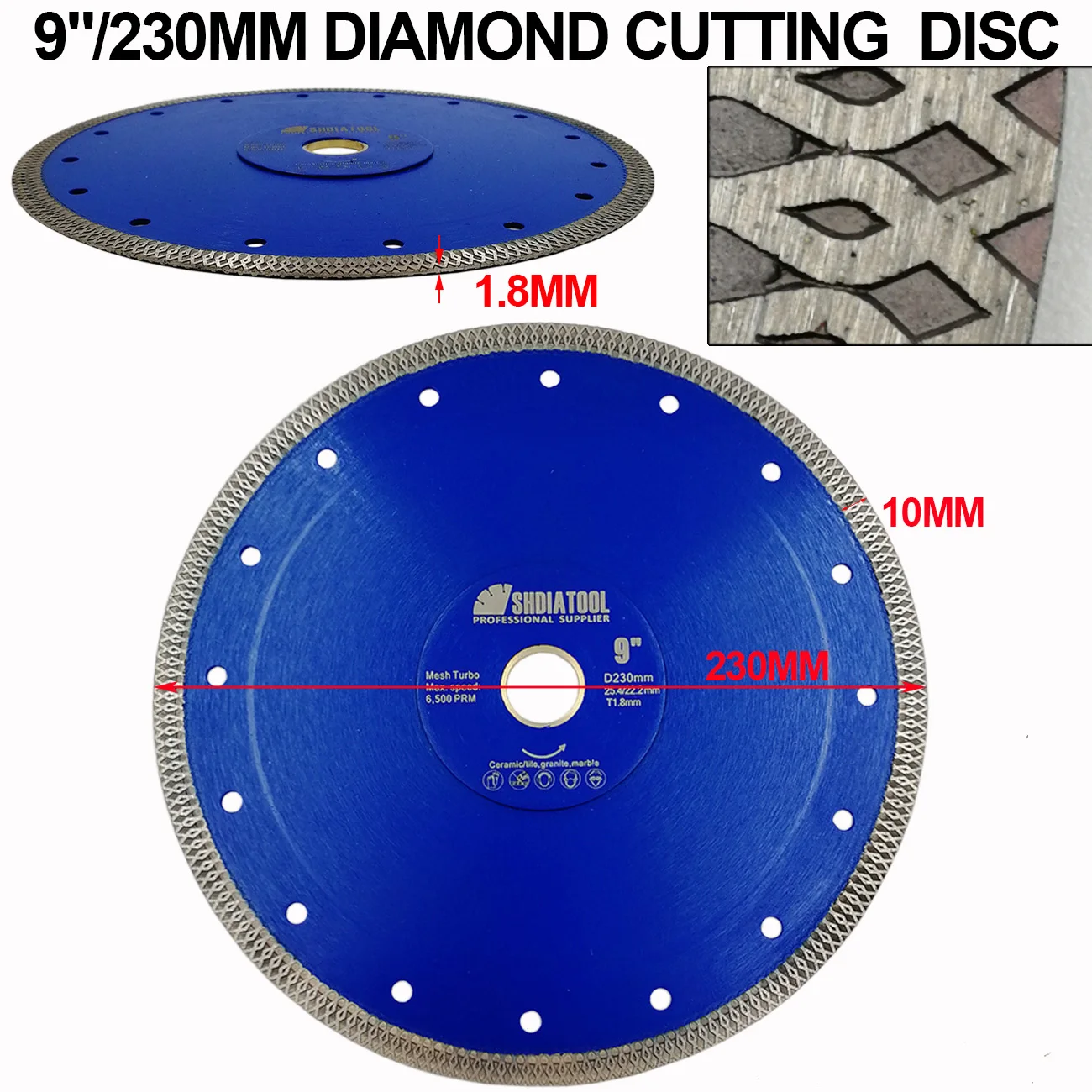 SHDIATOOL 2 шт. алмазный режущий диск X сетка турбо обод сегмент диаметром " 4,5" " 7" " 9" 1" 12" алмазная пила резка мраморной плитки