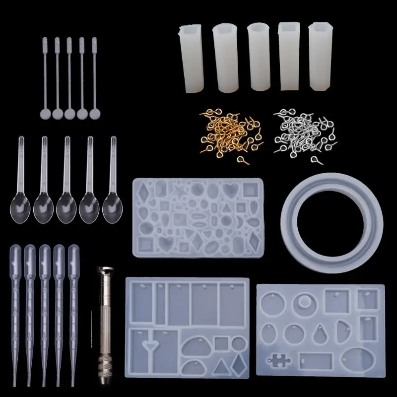 

Resin Casting Molds Tools Set With Jewelry Molds Stirrers Droppers Screw Eye Pin