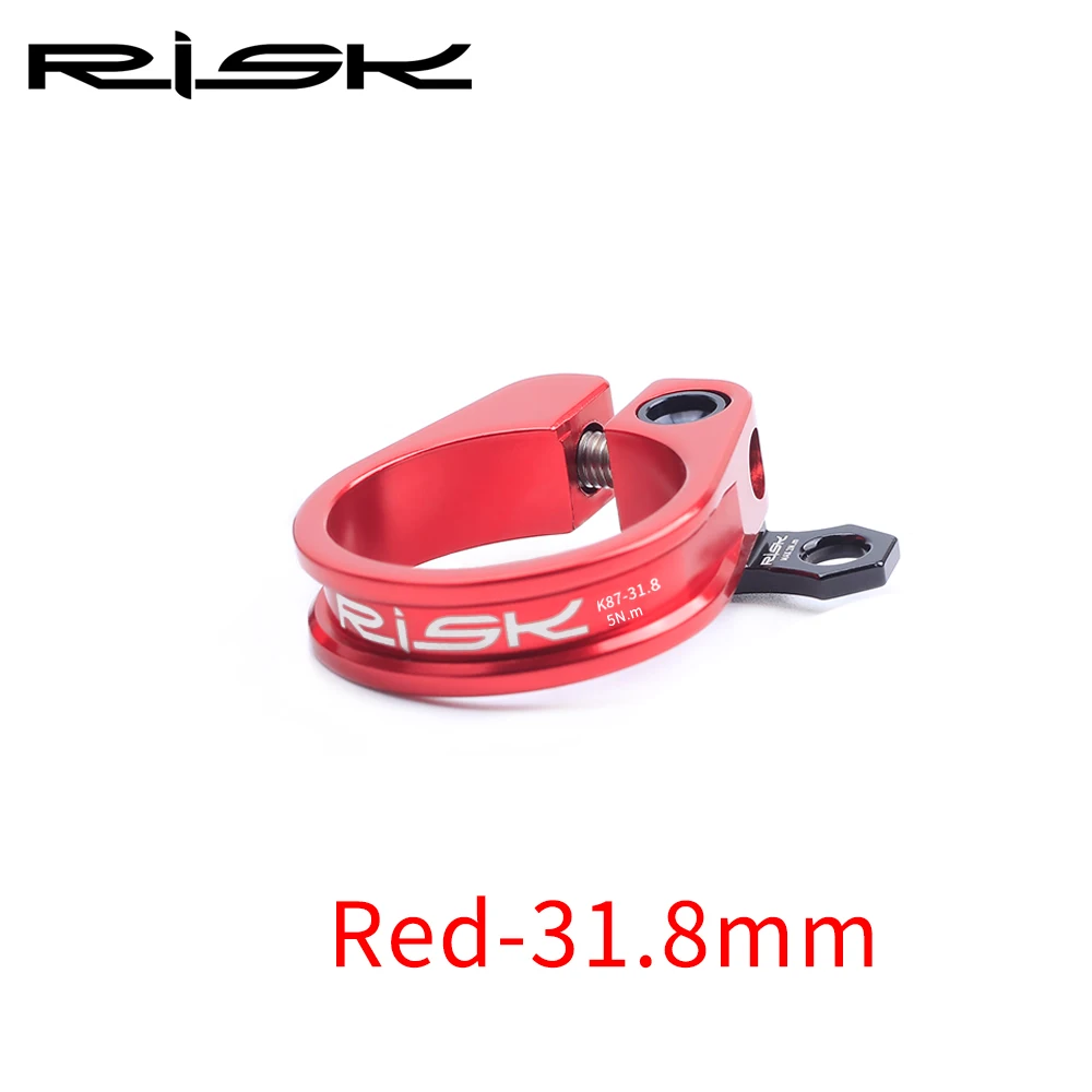 RISK 14g Ultralight Aluminium Bike Seatpost Clamp for 31.8/34.9mm Seat Post MTB Road Bicycle Seat Tube Fixed Ring Cycling Parts - Цвет: 31.8mm-Red