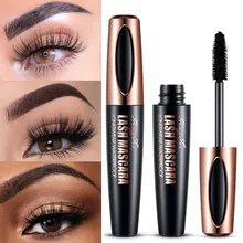 4d soie fibre mascara imperméable et facile à sécher naturel doux long cils maquillage mascara noir épais cils cosmétiques