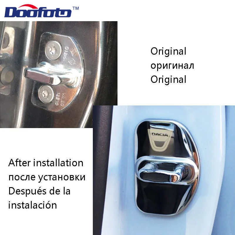 Doofoto стайлинга автомобилей автоматический дверной замок чехол для dacia Sandero Stepway для Renault Megane Scenic приспособление для бейджа авто-Стайлинг