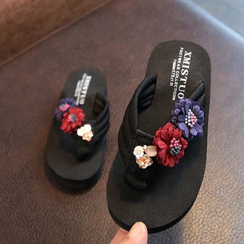 

New Lovely Baby Slippers Parent-child Flip Flops New Sweet Beach Shoes Girls Slippers Flowers Summer Shoes Kids Slippers 25-42#