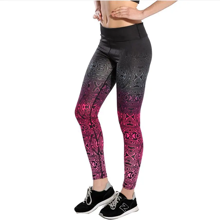 Women Trousers Casual Gradient Patchwork Fitness Leggings