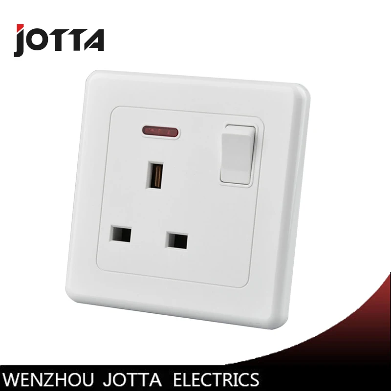 

UK standard wall socket with one button led type 13A 250V white British Style wall switch