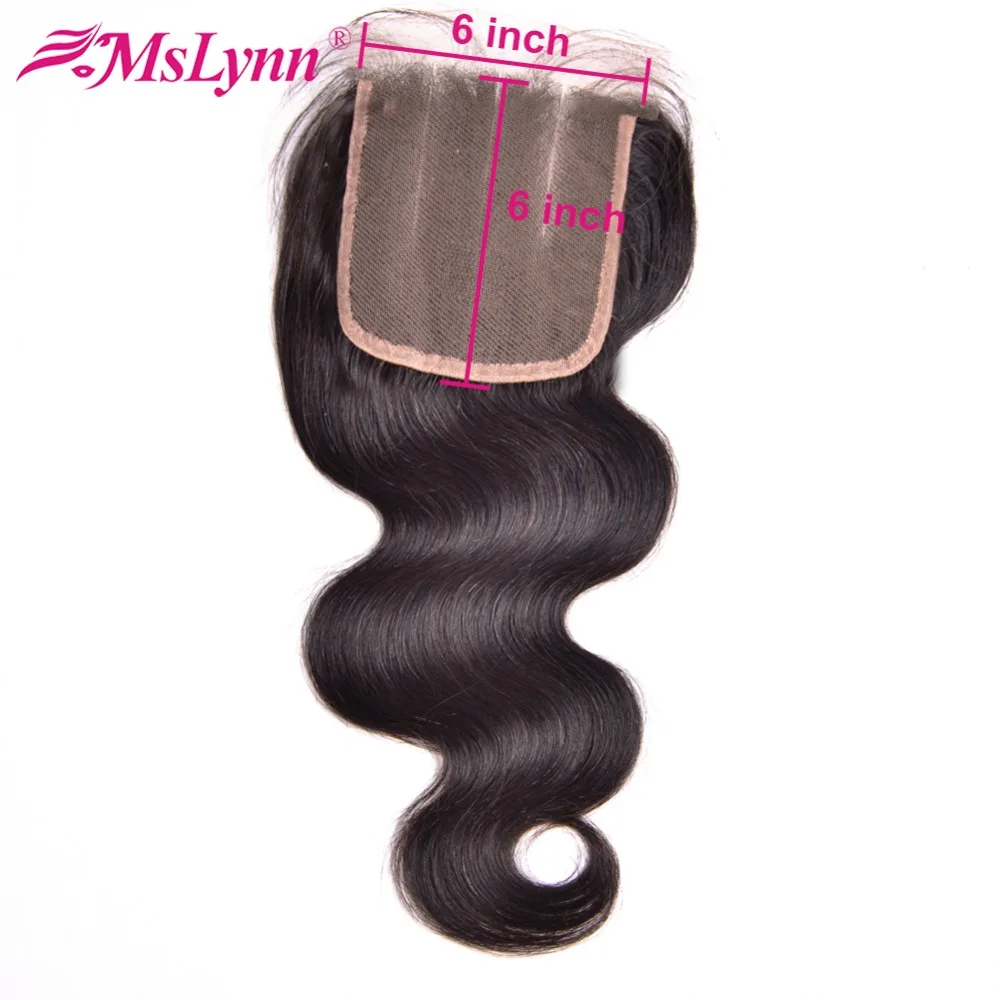 

6x6 Lace Closure Brazilian Body Wave Lace Closure Human Hair Closure With Baby Hair 8"-20" Remy Hair Natural Color Mslynn Hair