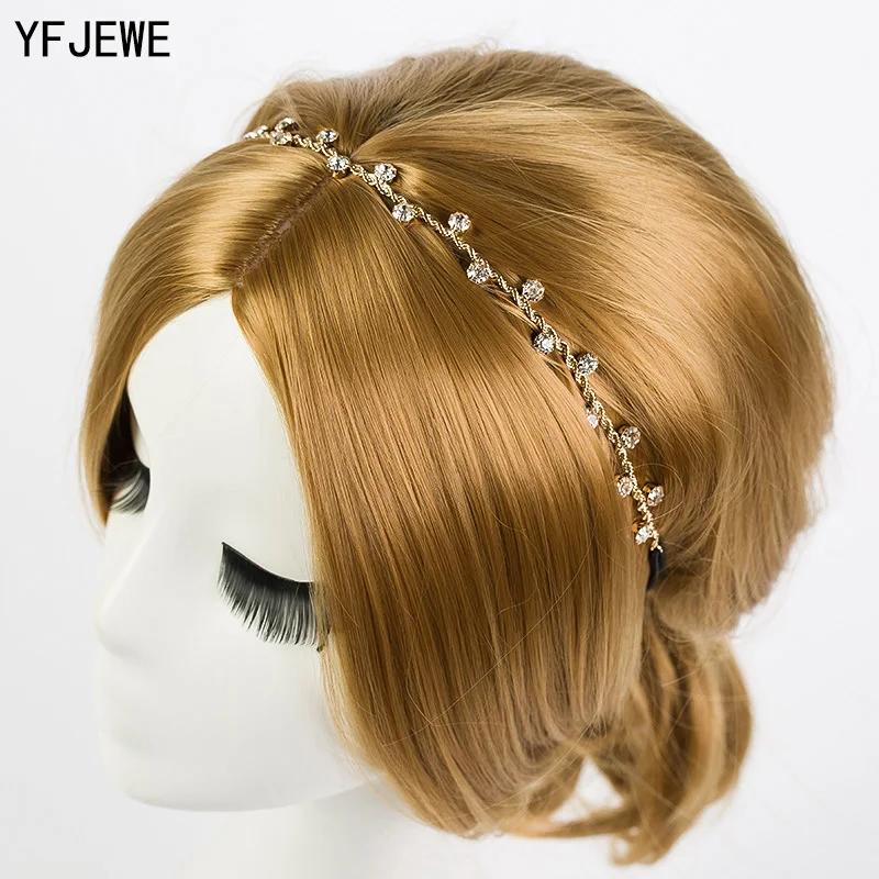 

YFJEWE Women Hair Accessories Crystal Chain Charms Head Bands Women Jewelry Wedding Bridal Hair Jewelry H008