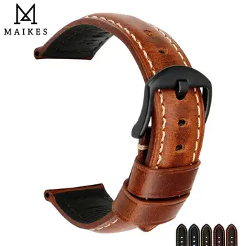 

MAIKES Handmade Vintage Leather Watch Band 20mm 22mm 24mm 26mm Watch Accessories Watch Strap Bracelet Wristband For Hamilton
