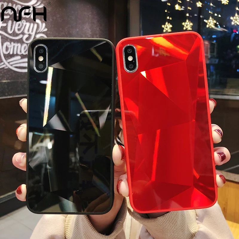 

3D Diamond Fashion Acrylic PC Case For iPhone XS MAX X XR Silicone Bumper Phone Housing For iPhone 6 6S 7 8 Plus On Cover Cases