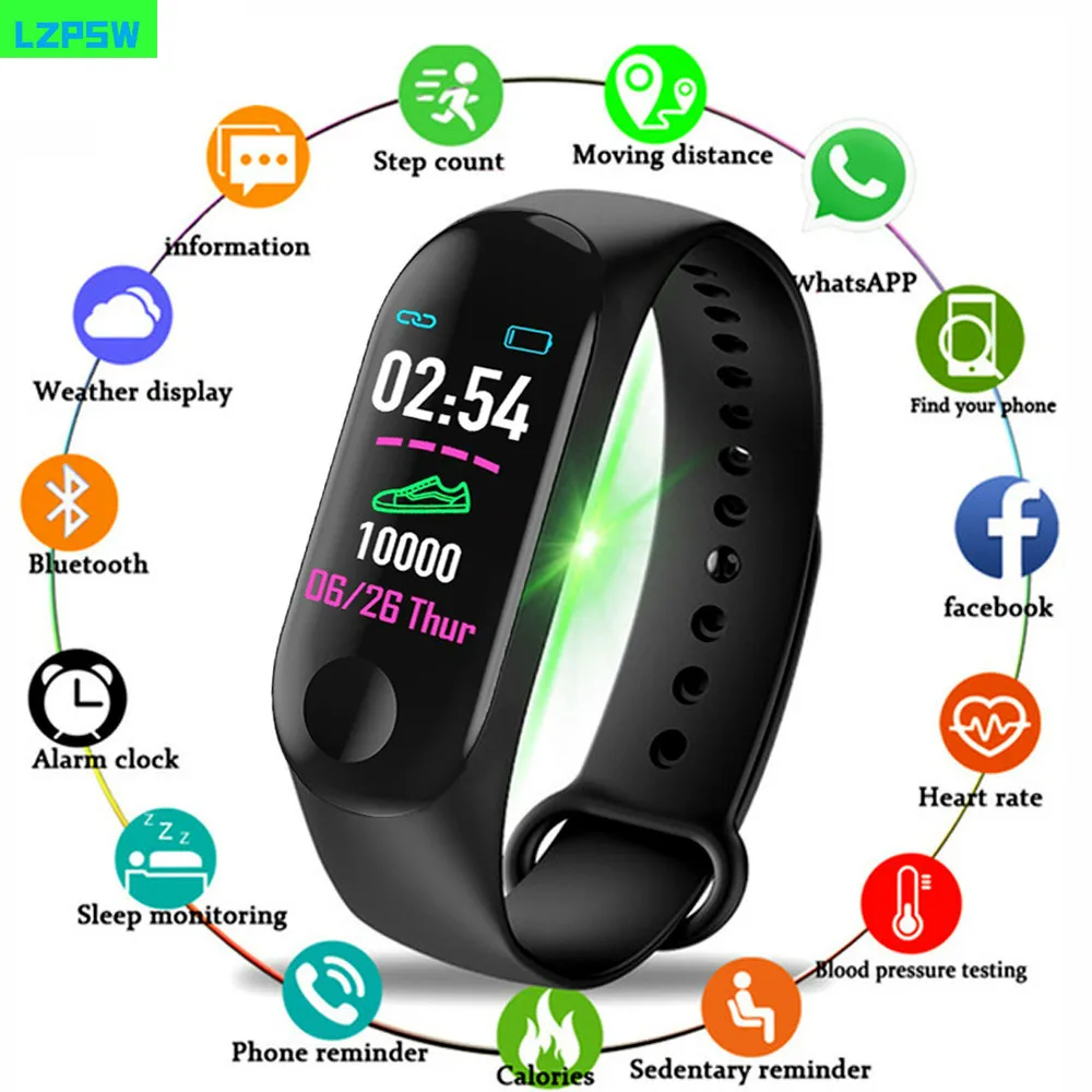 

M3 Plus Smart Bracelet Heart Rate Blood Pressure Health Waterproof Smart Watch M3 Pro Bluetooth Watch Wristband Fitness Tracker