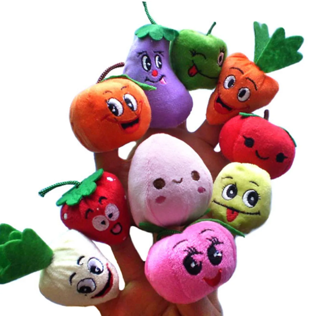 Дети 10 шт./компл. фрукты овощи палец куклы сказочные куклы детские развивающие игрушки прямая продажа